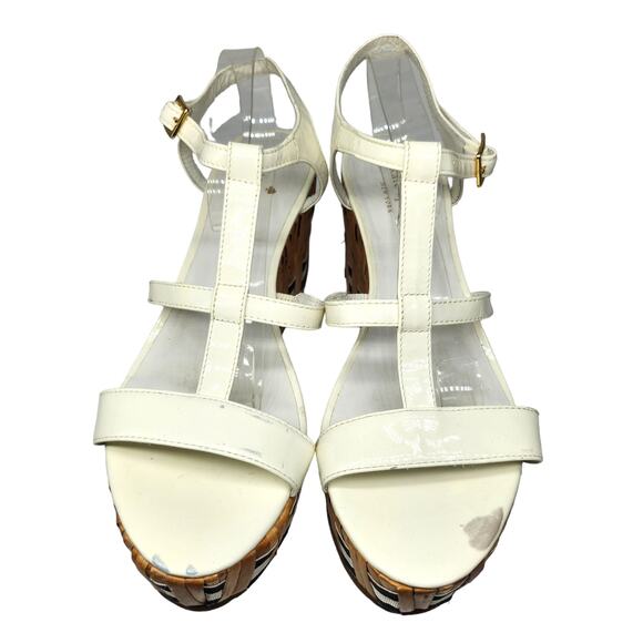 Kate Spade Heels Womens 9 White Strappy T Strap Ankle Boho  Kate Spade Heels Womens 9 White Strappy T Strap Ankle Boho Island Platform Wood
